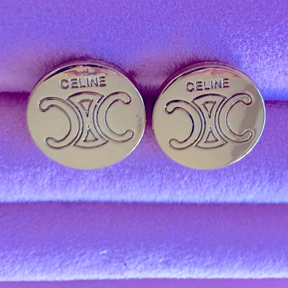 Celine Gold Macadam Triomphe Buttons turned into Studs - Picture 12 of 15